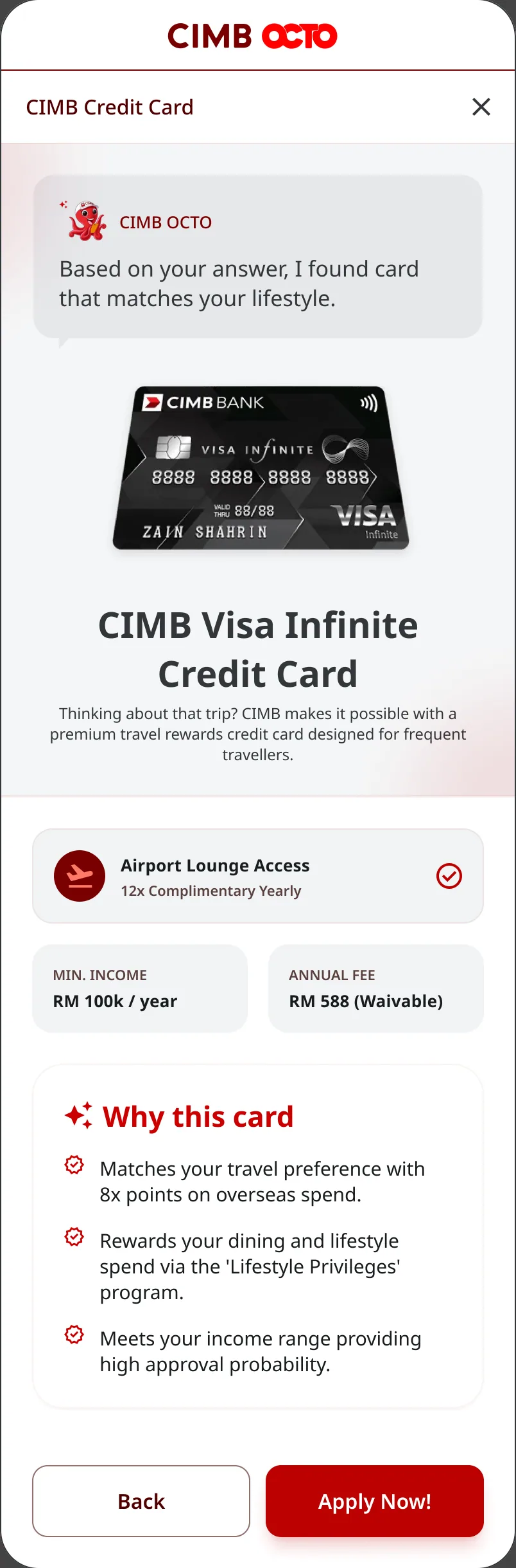 Credit card concept: Smart Advisor card recommendation